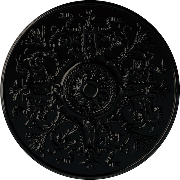 Ekena Millwork Versailles Ceiling Medallion (Fits Canopies up to 3 1/4"), Hand-Painted Black Pearl, 33"OD x 1 3/4"P CM33VEBPS - main